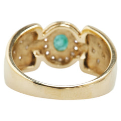 K18YG イエローゴールド エメラルド ダイヤ0.13ct リング 指輪 レディース 11号 【中古】