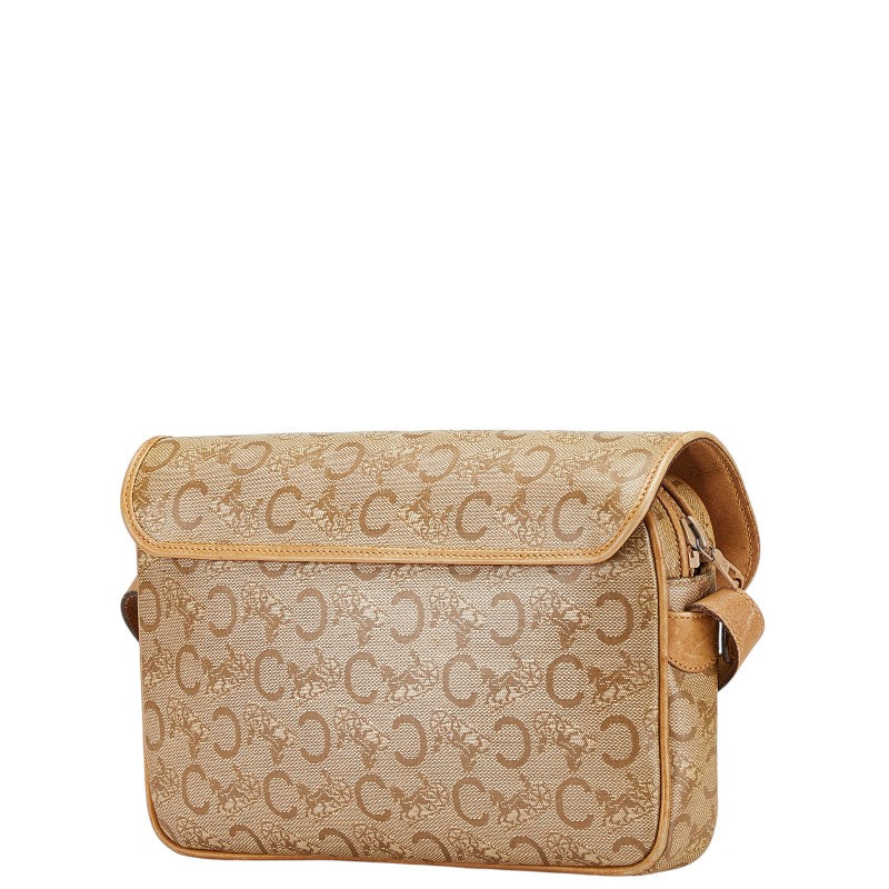 セリーヌ Cマカダム ショルダーバッグ ベージュ ブラウン PVC レザー レディース CELINE 【中古】