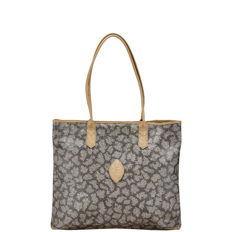 サンローラン ジラフ柄 トートバッグ ハンドバッグ ベージュ ブラウン PVC レザー レディース SAINT LAURENT 【中古】