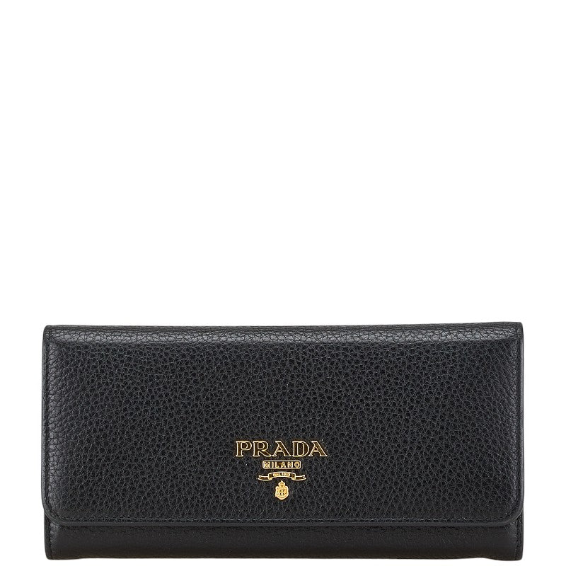 プラダ 長財布 1MH132 ブラック レザー レディース PRADA 【中古】