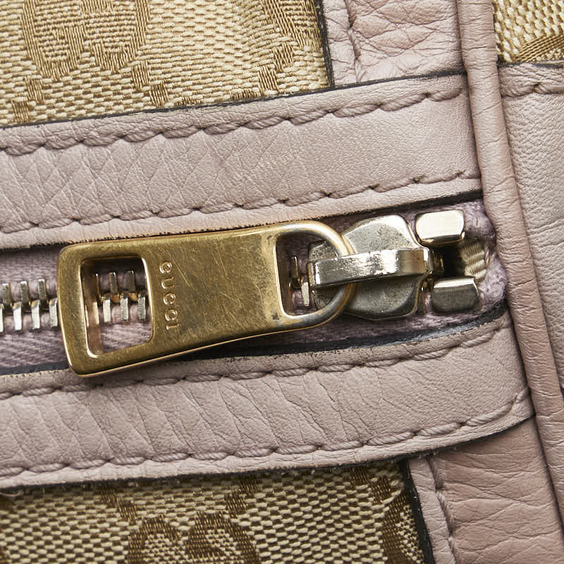 グッチ GGキャンバス シェリーライン ショルダーバッグ ハンドバッグ 2WAY 247205 ベージュ ピンク キャンバス レザー レディース GUCCI 【中古】