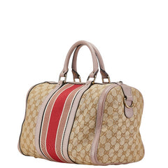 グッチ GGキャンバス シェリーライン ショルダーバッグ ハンドバッグ 2WAY 247205 ベージュ ピンク キャンバス レザー レディース GUCCI 【中古】