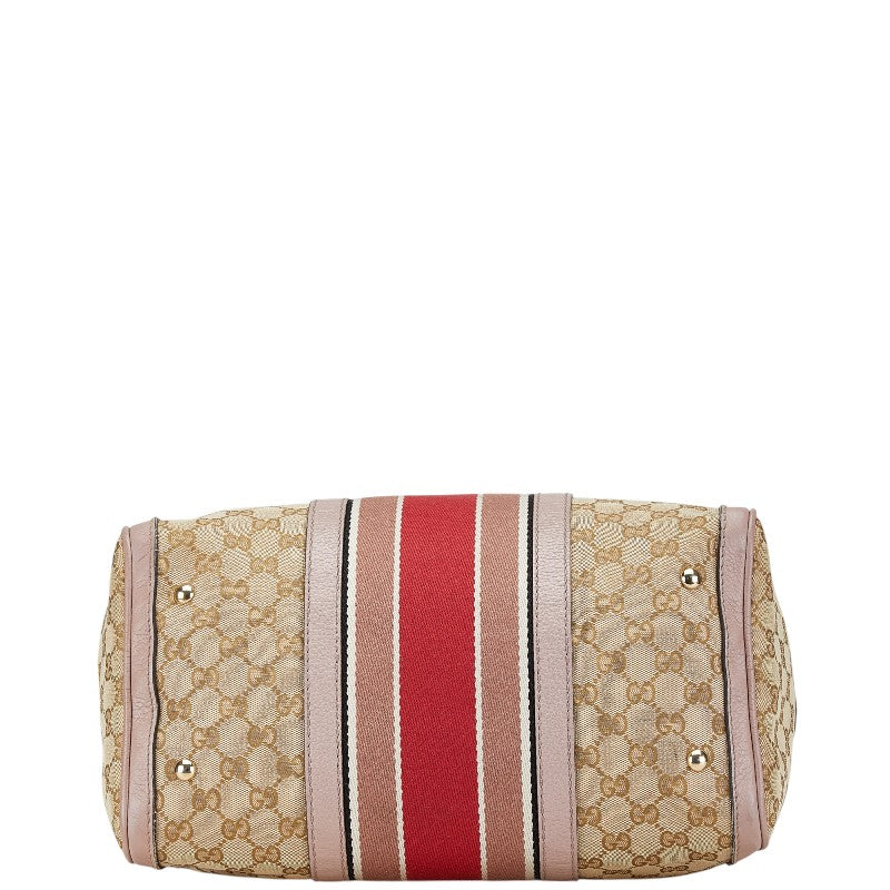 グッチ GGキャンバス シェリーライン ショルダーバッグ ハンドバッグ 2WAY 247205 ベージュ ピンク キャンバス レザー レディース GUCCI 【中古】