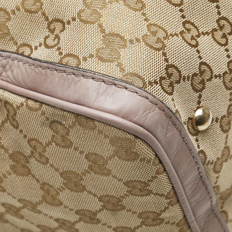 グッチ GGキャンバス シェリーライン ショルダーバッグ ハンドバッグ 2WAY 247205 ベージュ ピンク キャンバス レザー レディース GUCCI 【中古】