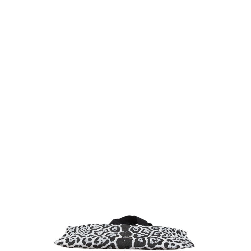 サンローラン レオパード プリント トートバッグ ブラック グレー コットン リサイクルコットン レディース SAINT LAURENT 【中古】