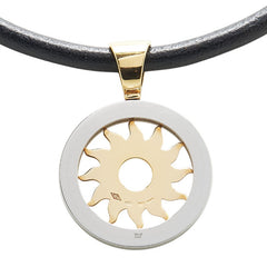 ブルガリ トンドサン チョーカー ネックレス シルバー ゴールド ブラック ステンレススチール K18 ゴールド レザー レディース BVLGARI 【中古】