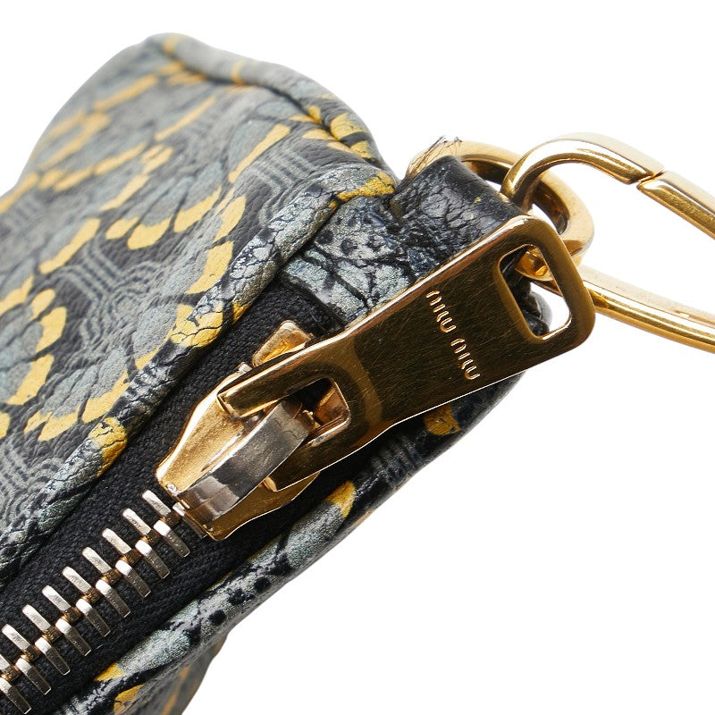 ミュウミュウ マドラスプリント クラッチバッグ 5NE455 グレー マルチカラー レザー レディース MIUMIU 【中古】