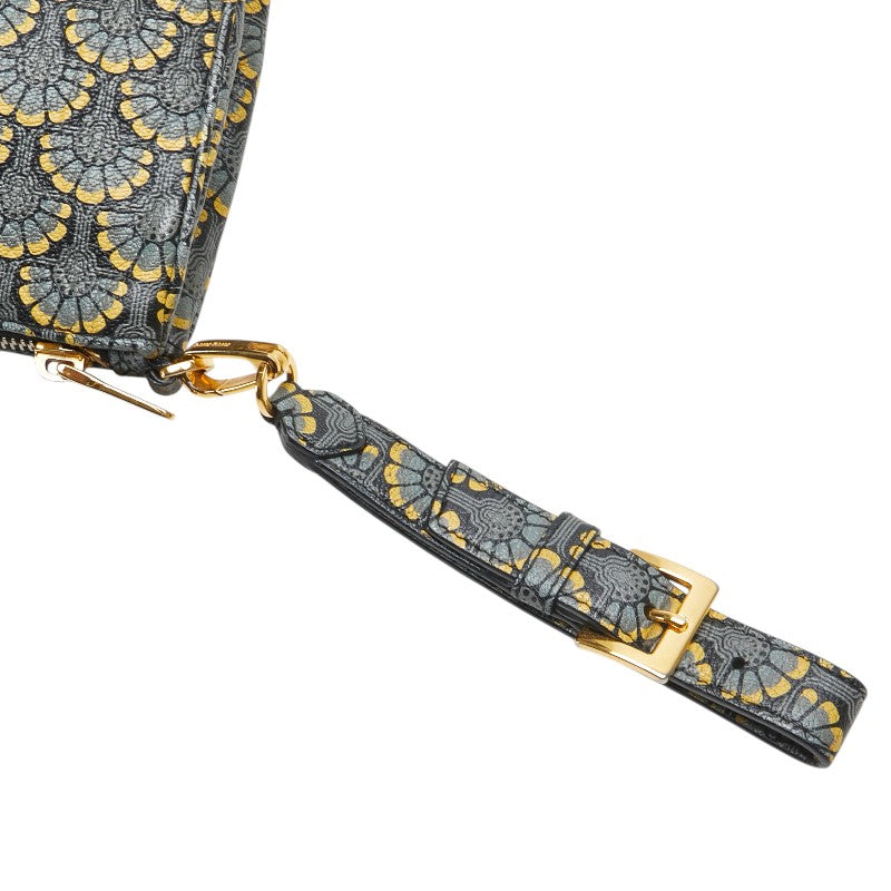 ミュウミュウ マドラスプリント クラッチバッグ 5NE455 グレー マルチカラー レザー レディース MIUMIU 【中古】
