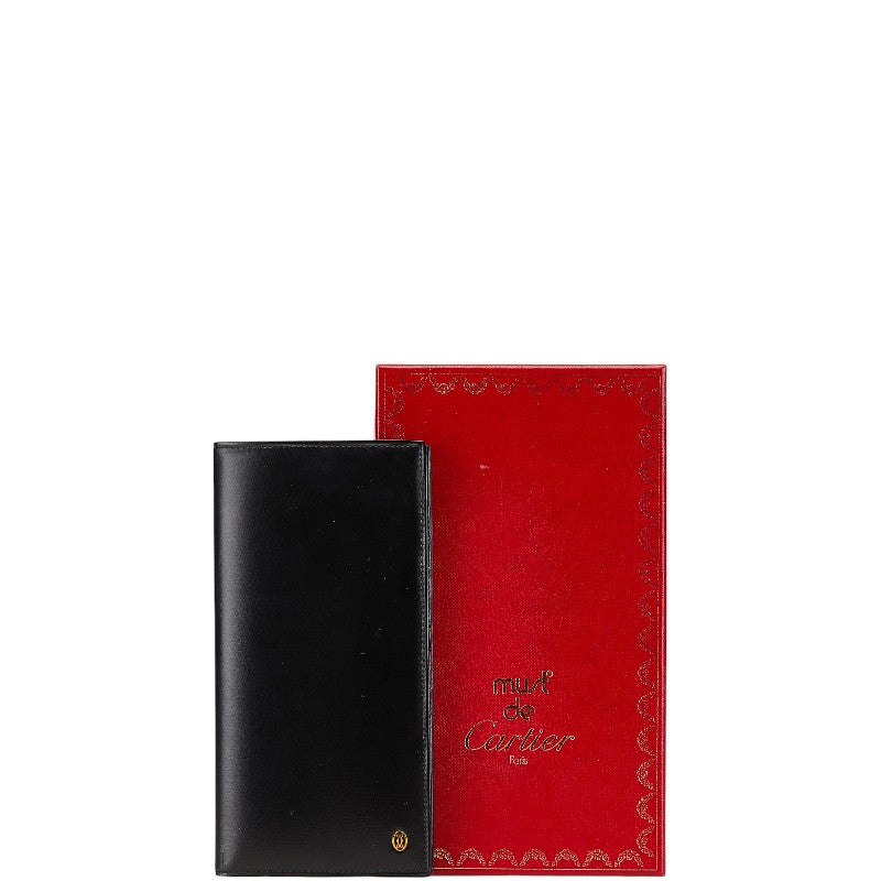 カルティエ マストライン 長財布 ブラック レザー レディース CARTIER 【中古】