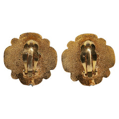 シャネル フラワーモチーフ 花 イヤリング ゴールド レッド メッキ レディース CHANEL 【中古】