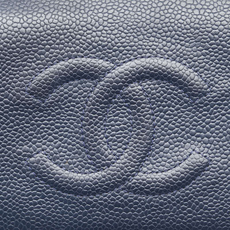 シャネル ココマーク 長財布 ネイビー キャビアスキン レディース CHANEL 【中古】