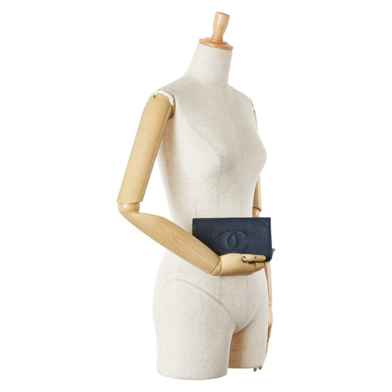 シャネル ココマーク 長財布 ネイビー キャビアスキン レディース CHANEL 【中古】
