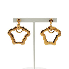 ヴェルサーチェ メデューサ グレカ スタッドピアス ゴールド パープル メッキ ラインストーン レディース VERSACE 【中古】