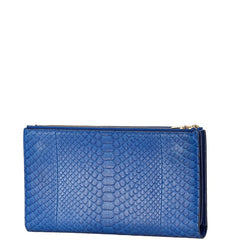 セリーヌ トリオ クラッチバッグ ポーチ ブルー クロコダイル レザー レディース CELINE 【中古】