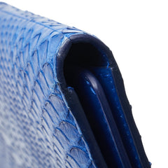 セリーヌ トリオ クラッチバッグ ポーチ ブルー クロコダイル レザー レディース CELINE 【中古】