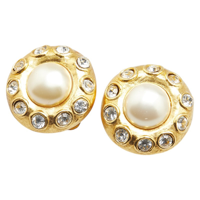 シャネル ラインストーン イヤリング ゴールド メッキ フェイクパール レディース CHANEL 【中古】