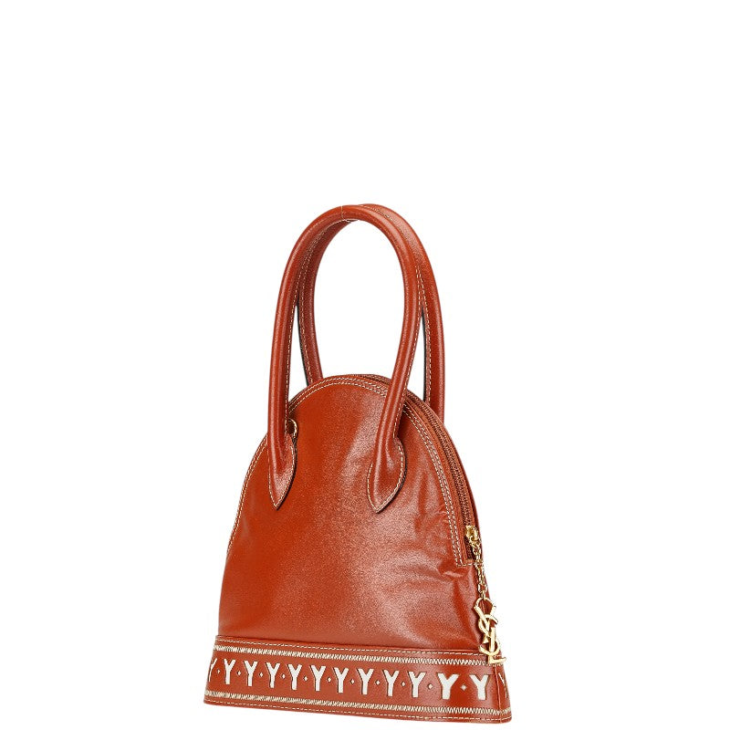 サンローラン Yカット ロゴ ハンドバッグ ショルダーバッグ 2WAY ブラウン レザー レディース SAINT LAURENT 【中古】