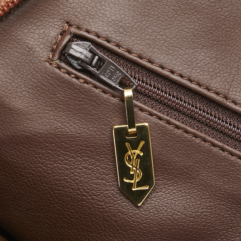 サンローラン Yカット ロゴ ハンドバッグ ショルダーバッグ 2WAY ブラウン レザー レディース SAINT LAURENT 【中古】