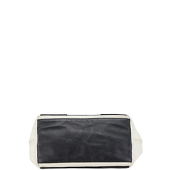 バレンシアガ ロゴ ハンドバッグ トートバッグ ホワイト ブラック キャンバス レザー レディース BALENCIAGA 【中古】