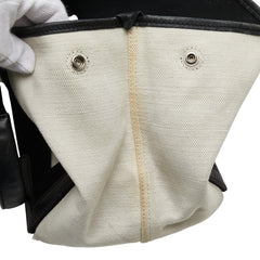 バレンシアガ ロゴ ハンドバッグ トートバッグ ホワイト ブラック キャンバス レザー レディース BALENCIAGA 【中古】