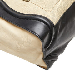 セリーヌ ラゲージ ミディアム ハンドバッグ ベージュ ブラック キャンバス レザー レディース CELINE 【中古】