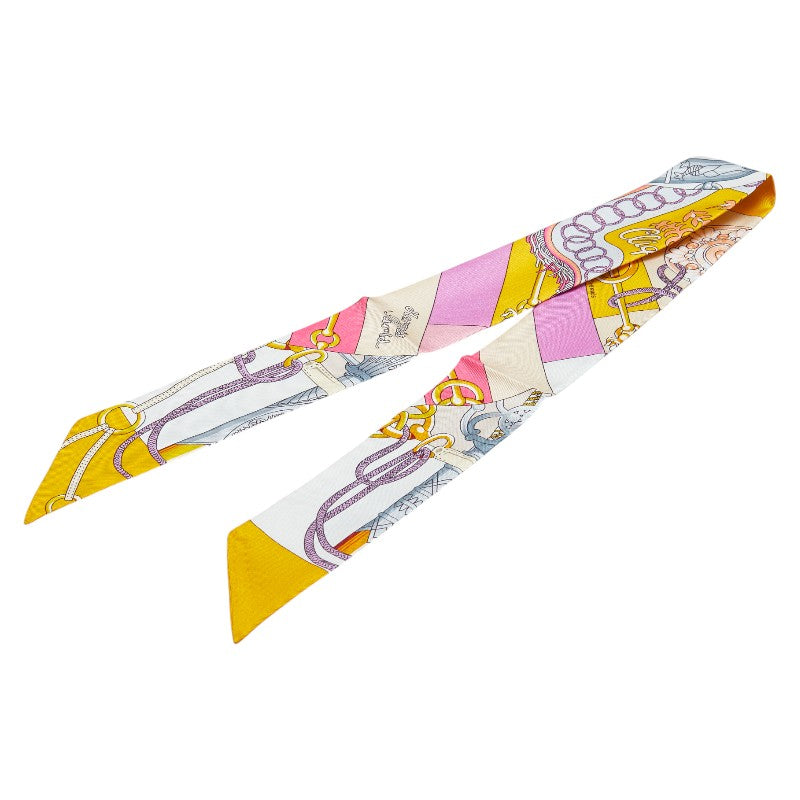 エルメス ツイリー Cliquetis スカーフ ホワイト マルチカラー レディース HERMES 【中古】