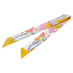 エルメス ツイリー Cliquetis スカーフ ホワイト マルチカラー レディース HERMES 【中古】