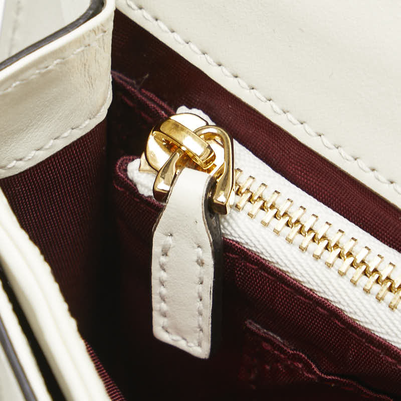 グッチ ズゥミ ショルダーバッグ 576388 ホワイト ゴールド シルバー レザー レディース GUCCI 【中古】
