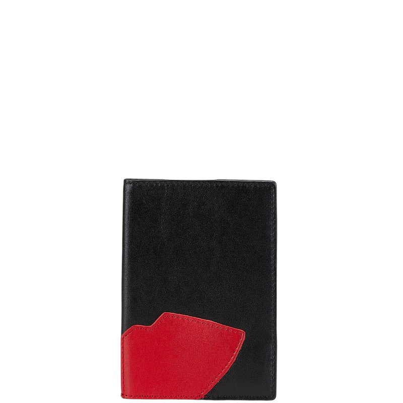 Lulu Guinness ルルギネス リップ 唇 パスポートケース ブラック レッド レザー レディース 【中古】