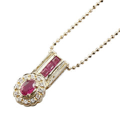 K18YG イエローゴールド ルビー0.51ct ダイヤ0.07ct ペンダントネックレス レディース 【中古】