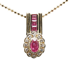 K18YG イエローゴールド ルビー0.51ct ダイヤ0.07ct ペンダントネックレス レディース 【中古】
