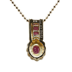 K18YG イエローゴールド ルビー0.51ct ダイヤ0.07ct ペンダントネックレス レディース 【中古】