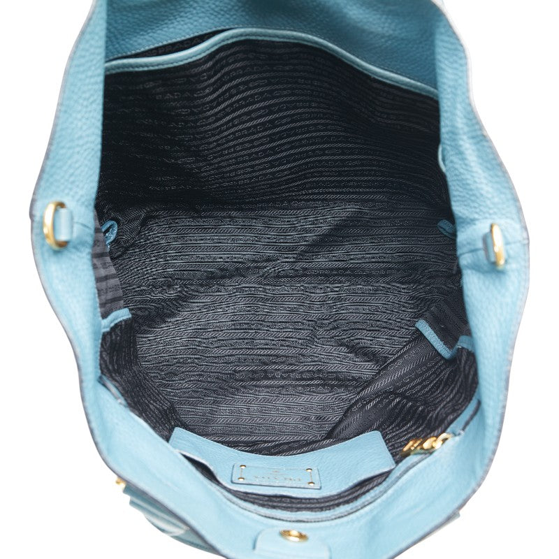 プラダ ロゴ金具 トートバッグ ショルダーバッグ 2WAY ブルー レザー レディース PRADA 【中古】