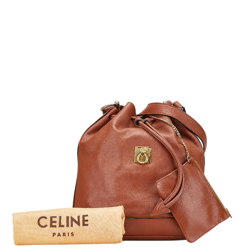 セリーヌ ショルダーバッグ ブラウン レザー レディース CELINE 【中古】
