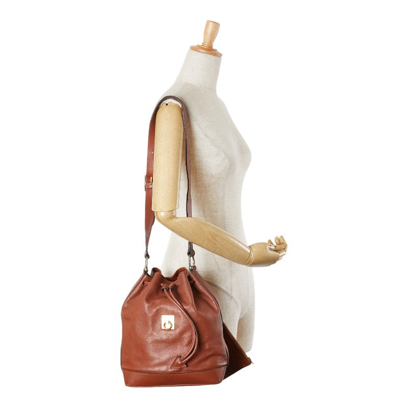 セリーヌ ショルダーバッグ ブラウン レザー レディース CELINE 【中古】