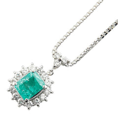 Pt900 プラチナ Pt850 プラチナ エメラルド1.305ct ダイヤ0.83ct ペンダントネックレス レディース 【中古】