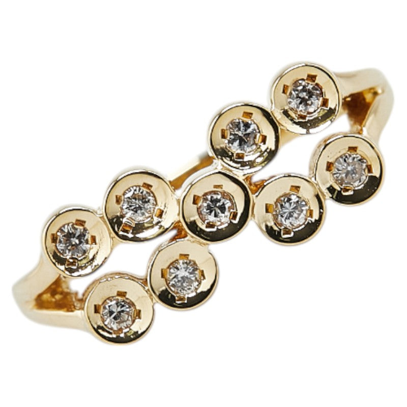 K18YG イエローゴールド ダイヤ0.14ct リング 指輪 レディース 11号 【中古】