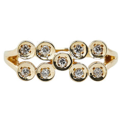 K18YG イエローゴールド ダイヤ0.14ct リング 指輪 レディース 11号 【中古】
