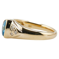 K18YG イエローゴールド ブルートパーズ ダイヤ0.03ct リング 指輪 レディース 9.5号 【中古】