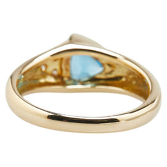 K18YG イエローゴールド ブルートパーズ ダイヤ0.03ct リング 指輪 レディース 9.5号 【中古】