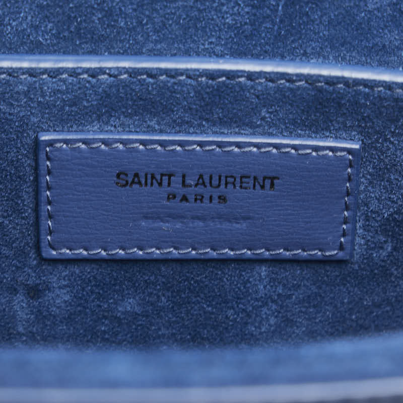 サンローラン ミディアム ベルシャス ハンドバッグ ショルダーバッグ 2WAY ブルー シルバー レザー レディース SAINT LAURENT 【中古】