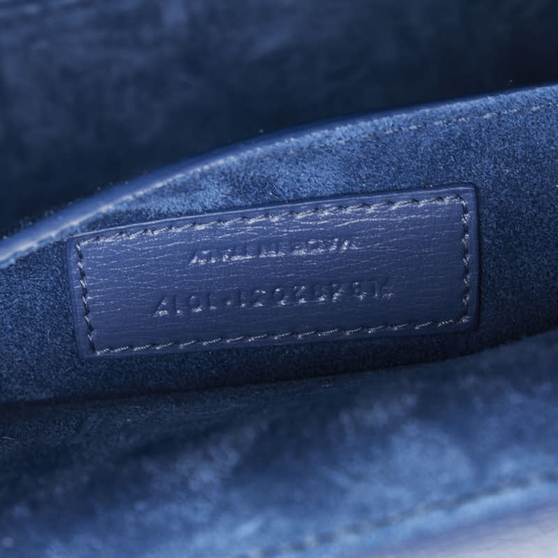 サンローラン ミディアム ベルシャス ハンドバッグ ショルダーバッグ 2WAY ブルー シルバー レザー レディース SAINT LAURENT 【中古】