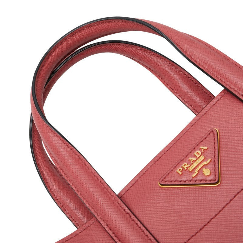 プラダ 三角ロゴプレート サフィアーノ ハンドバッグ ショルダーバッグ 2WAY BN2606 ピンク レザー レディース PRADA 【中古】