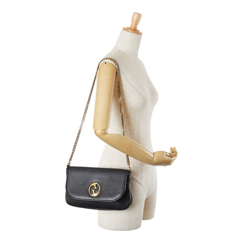 グッチ チェーン ワンショルダーバッグ 251820 ブラック レザー レディース GUCCI 【中古】