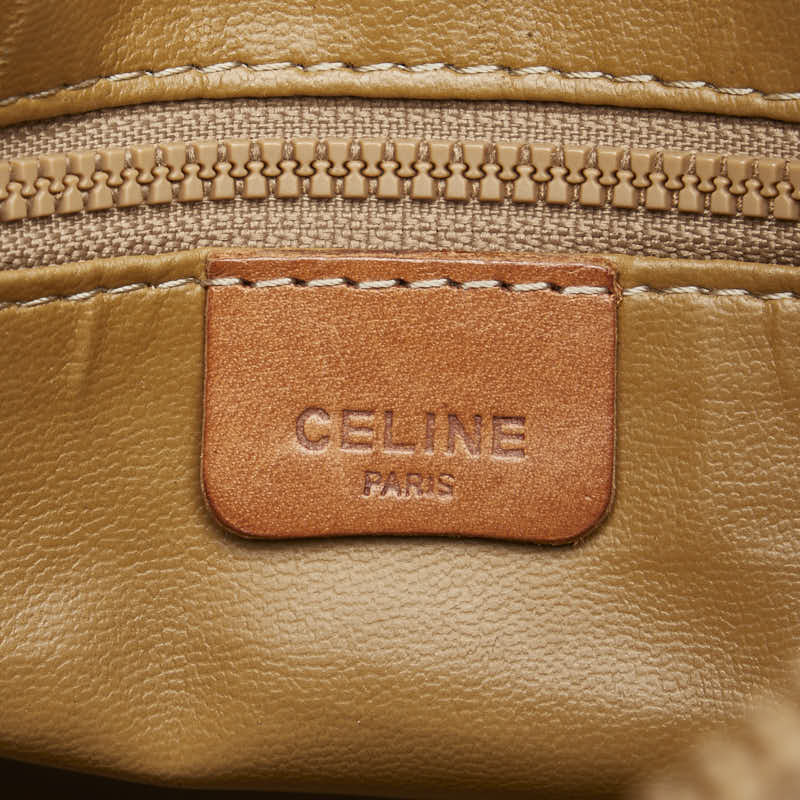 セリーヌ マカダム ハンドバッグ トートバッグ ベージュ ブラウン PVC レザー レディース CELINE 【中古】