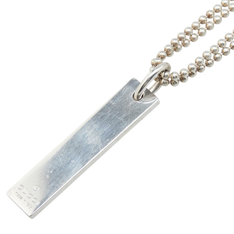 グッチ ロゴプレート ダブル ボールチェーン ネックレス SV925 シルバー レディース GUCCI 【中古】