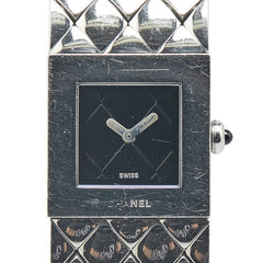 シャネル マトラッセ 腕時計 クオーツ ブラック文字盤 ステンレススチール レディース CHANEL 【中古】