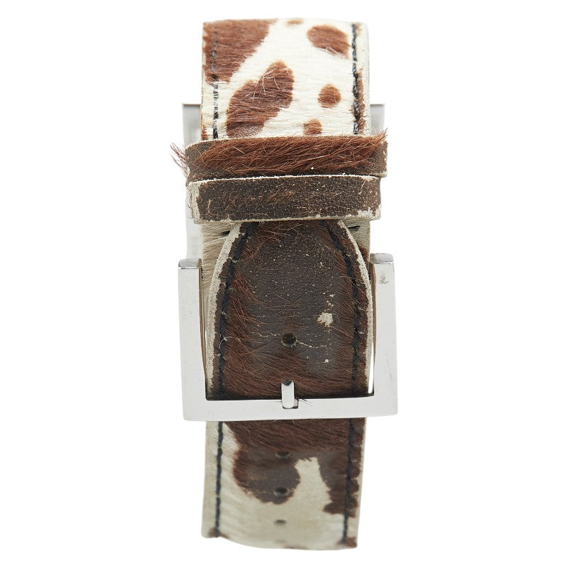 フェンディ REGISTERED MODEL ジャイロ 腕時計 クオーツ レッド文字盤 ステンレススチール ハラコ レディース FENDI 【中古】