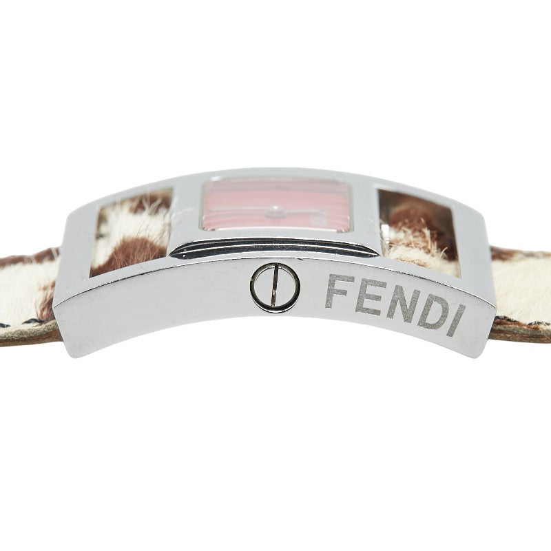 フェンディ REGISTERED MODEL ジャイロ 腕時計 クオーツ レッド文字盤 ステンレススチール ハラコ レディース FENDI 【中古】