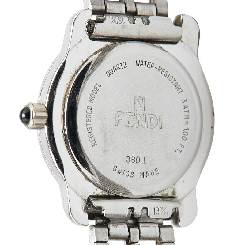 フェンディ 腕時計 860L クオーツ ブラック文字盤 ステンレススチール レディース FENDI 【中古】